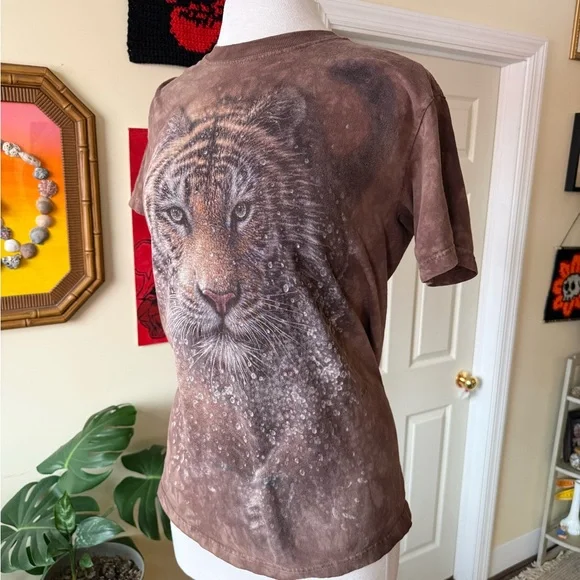 Wild Tiger Graphic Brown Tie Dye Women's Tee - Picture 8 of 9